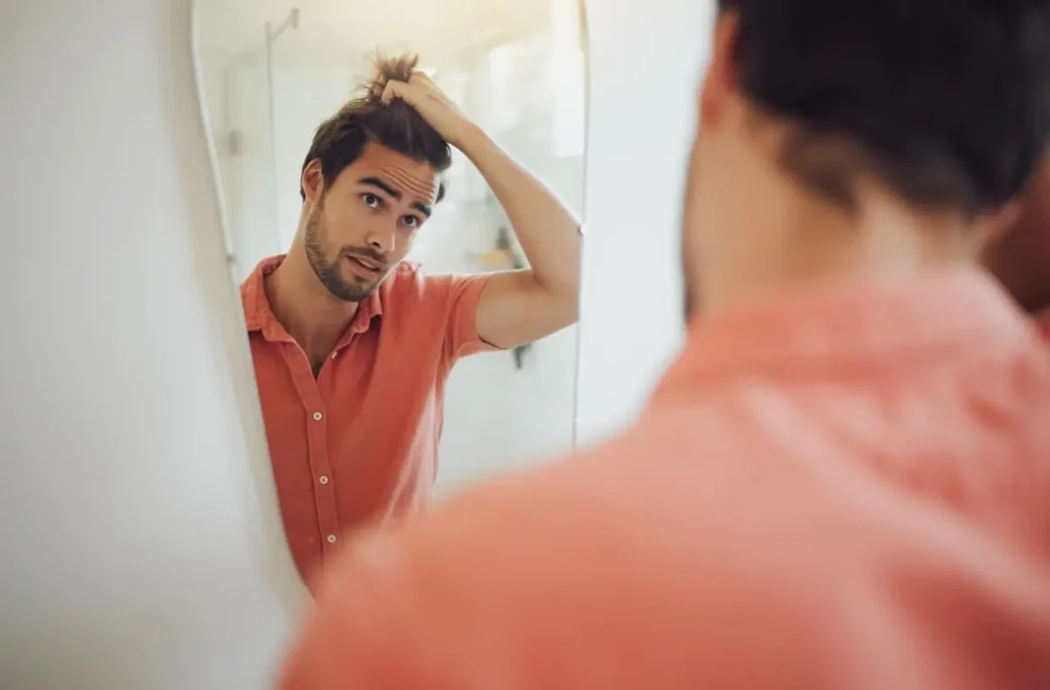 Mann mit Haarsorgen